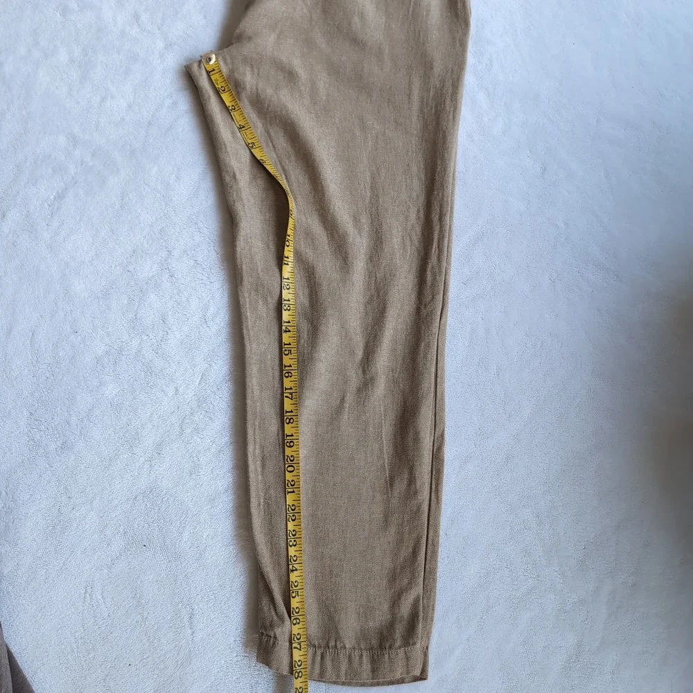 Banana Republic Pants Men 36x32* Tan Linen Cotton Blend Athletic Fit Lightweight